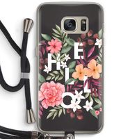 Hello in flowers: Samsung Galaxy S7 Transparant Hoesje met koord