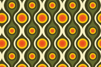Vinyl vloerkleed jaren 70 groene ogen