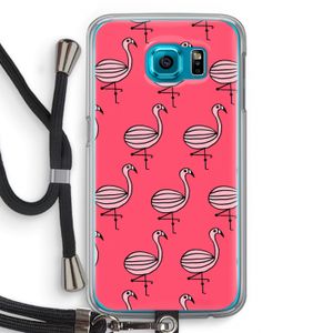 Flamingo: Samsung Galaxy S6 Transparant Hoesje met koord
