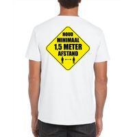 Houd 1,5 meter afstand shirt wit voor heren - thumbnail