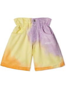 Off-White Kids short tie-dye Helvetica à taille haute - Jaune