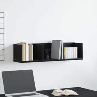 Wandplank met plank Zwart eiken 75 x 18 x 18 cm Bewerkt hout