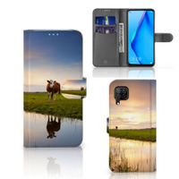 Huawei P40 Lite Telefoonhoesje met Pasjes Koe - thumbnail
