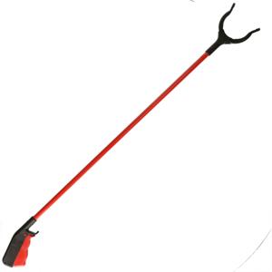 Afvalgrijper/vuilnisgrijper - rood - lange steel - 83 cm - zonder te bukken - oppaktang