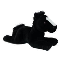 Knuffeldier Paard Winston - zachte pluche stof - premium kwaliteit knuffels - zwart - 35 cm