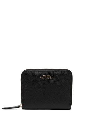Smythson porte-monnaie zippé en cuir - Noir