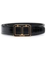 TOM FORD ceinture en cuir à boucle T - Noir