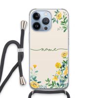 Gele bloemen: iPhone 13 Pro Transparant Hoesje met koord