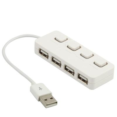 4 ports USB 2.0 HUB met 4 schakelaar wit