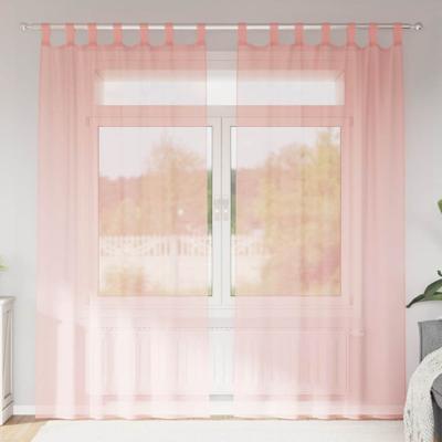 VidaXL Gordijnen voile met lussen 2 st 140x225 cm roze