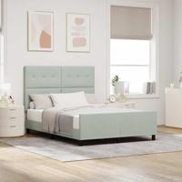 Bedframe met hoofdeinde Lichtgrijs 160 x 200 cm Fluweel