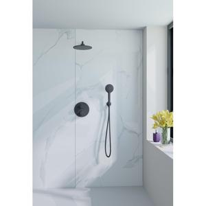 Fortifura Calvi Inbouw Regendoucheset - rond - thermostatisch - wandarm - 25cm hoofddouche - ronde handdouche - gladde slang - mat zwart SW706210/SW720553/SW720560/SW542644/SW721167/SW496