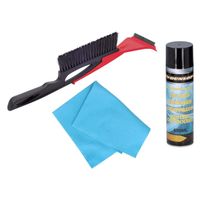 Autoramen 2-in-1 IJskrabber/raamtrekker/borstel 40 cm met anti-condens doek en ruitenontdooier spray - thumbnail