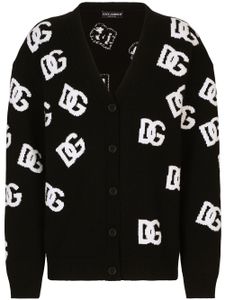 Dolce & Gabbana cardigan en laine vierge à logo DG - Noir