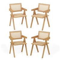 4-Delige Set Eetkamerstoelen Keukenstoelen van Bamboe & Gesimuleerd Riet 50 x 52 x 81 cm Natuur