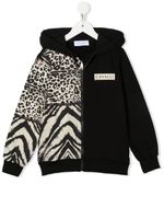 Roberto Cavalli Junior hoodie zippé à imprimé animalier - Noir