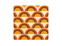 Retrobogen met zonsondergang uit de jaren 70 vintage behang