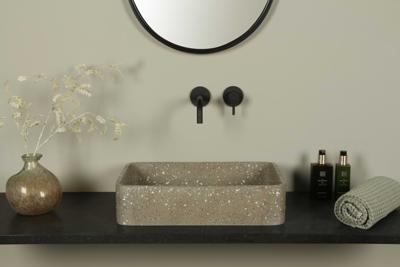 Terrazzo Waschbecken, braun Terrazzo, rechteckig 50×32,5 cm | TRZ-504bt