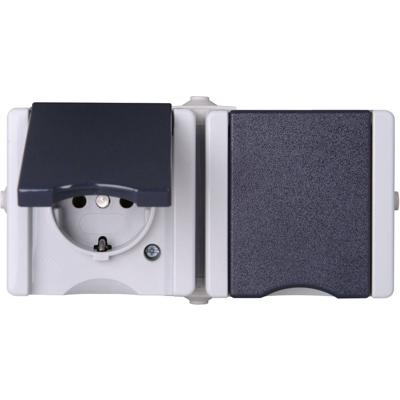 Kopp 950655000 proAQA Compleet Wandcontactdoos met randaarde en klapdeksel spatwaterdicht Grijs 2-voudig 1 stuk(s)