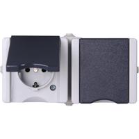 Kopp 950655000 proAQA Compleet Wandcontactdoos met randaarde en klapdeksel spatwaterdicht Grijs 2-voudig 1 stuk(s)