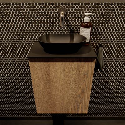 Mondiaz Fowy toiletmeubel 40cm washed oak met blad en waskom urban midden zonder kraangat