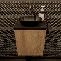 Mondiaz Fowy toiletmeubel 40cm washed oak met blad en waskom urban midden zonder kraangat