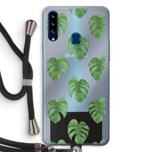 Monstera leaves: Samsung Galaxy A20s Transparant Hoesje met koord