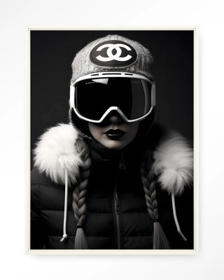 Urban Cotton Wandkleed 'Luxury Snow Girl' 145 x 190cm in Floating Frame - off white