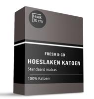 Sale: -30% | Hoeslaken - Katoen - Antraciet - 200x210cm - Antraciet - Fresh And Co - Dekbed-Discounter.nl