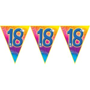 Verjaardag thema 18 jaar geworden feest vlaggenlijn - 5 meter - Feestartikelen/versiering