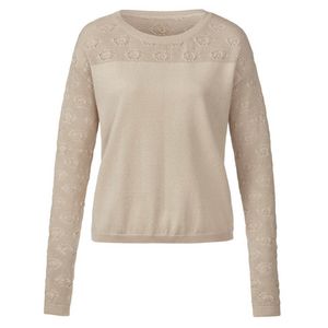 Ajour-pullover van bio-katoen, beige Maat: 40/42