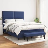 Boxspring met matras stof blauw 140x190 cm