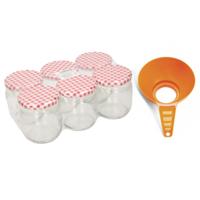 Confituurtrechter met weckpotten set - 6x potje - 210 ml - schroefdeksel
