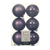 Decoris Kerstballen - 12x st - lila paars - D8 cm - kunststof - kerstversiering