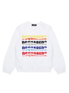 DSQUARED2 KIDS sweat en coton à logo imprimé - Blanc