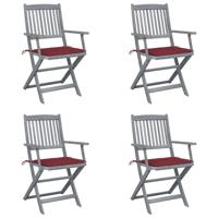 Tuinstoelen 4 st inklapbaar met kussens massief acaciahout