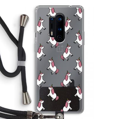 Eenhoorns overal: OnePlus 8 Pro Transparant Hoesje met koord