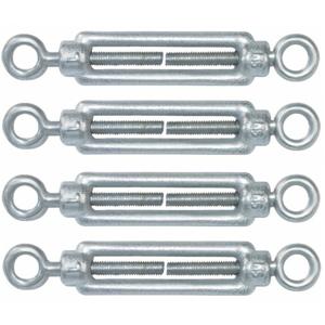 AMIG Spanschroeven/draadspanner met oog/oog - 4x - 12.5cm - verzinkt staal - 300kg - M10 schroefdraa