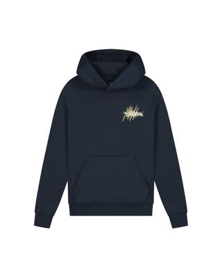 Malelions winter hoodie jongens - navy blauw/geel - splash