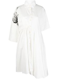 Ioana Ciolacu robe-chemise fleurie à coupe mi-longue - Blanc