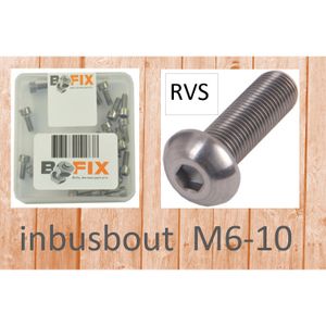 Bofix Inbusbout M6x10 RVS bolkop (25st)