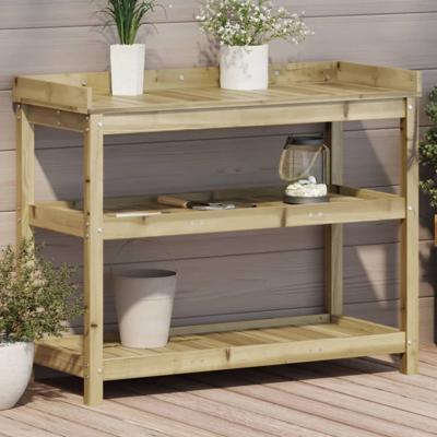 Oppottafel met schappen 108x45x86,5 cm gempregneerd hout