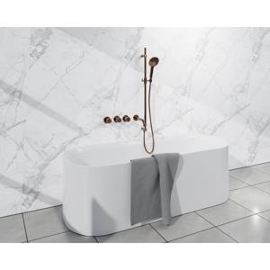 Fortifura Nebbio Badcombinatie-set - thermostaatkraan - inbouwdeel - glijstang - gladde doucheslang - ronde handdouche - uitbreiding inbouwdeel - uitloop - geborsteld koper SW1183069 SW1111533 SW799407 SW970047 SW1183076 SW