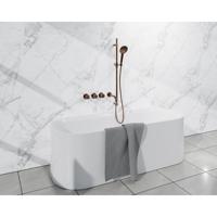 Fortifura Nebbio Badcombinatie-set - thermostaatkraan - inbouwdeel - glijstang - gladde doucheslang - ronde handdouche - uitbreiding inbouwdeel - uitloop - geborsteld koper SW1183069 SW1111533 SW799407 SW970047 SW1183076 SW