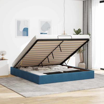 Ottoman bedframe zonder matras 180x200 cm fluweel donkerblauw
