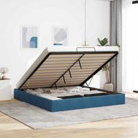 Ottoman bedframe zonder matras 180x200 cm fluweel donkerblauw