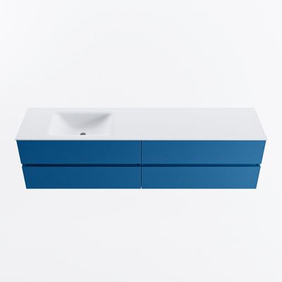 MONDIAZ VICA 190cm badmeubel onderkast Jeans 4 lades. Wastafel CLOUD links zonder kraangat, kleur Talc.
