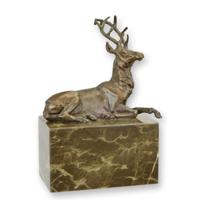 A BRONZE SCULPTURE OF A STAG A BRONZE SCULPTURE OF A STAG