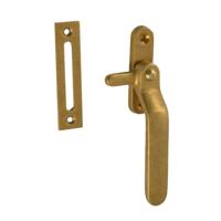 Hardbrass Raamboompje rechts met haak en sluitplaat - messing getrommeld