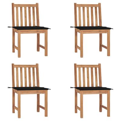 Tuinstoelen 4 st met kussens massief teakhout